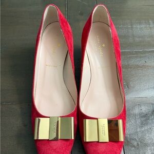 Kate Spade Red Heels with Gold Accent